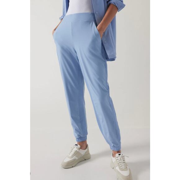 Athleta 10P Blue Brooklyn Lined Jogger Pants Woven Featherweight Stretch Pockets - Picture 14 of 15